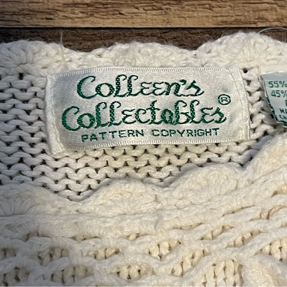 Vintage | Floral Lattice Cable Knit Cottonn Blend Sweater - Picture 8 of 10